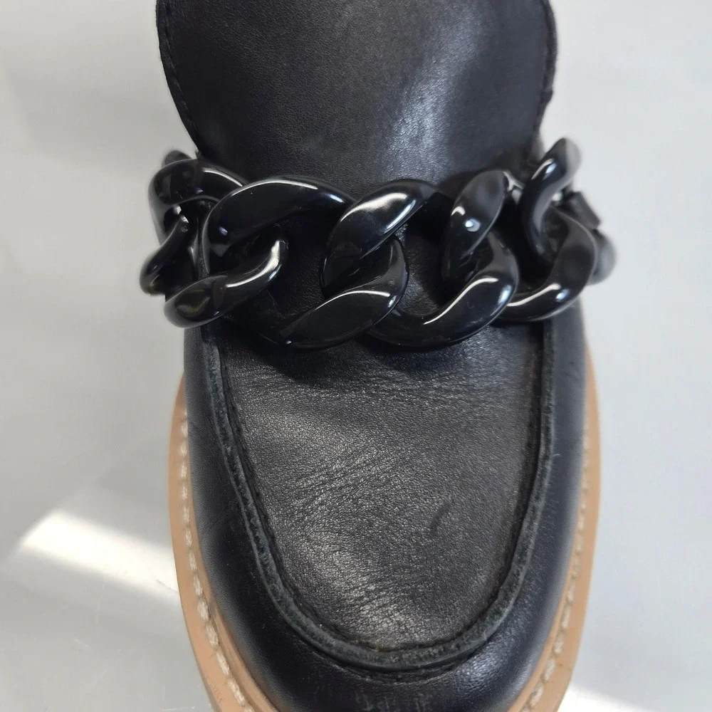 Dolce Vita Loafers 9 Haris Black Leather Chain Lug‎ Sole Chunky Platform Revolve